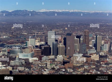 Aerial Denver Colorado Co Toward The Rocky Mountains Stock Photo Alamy