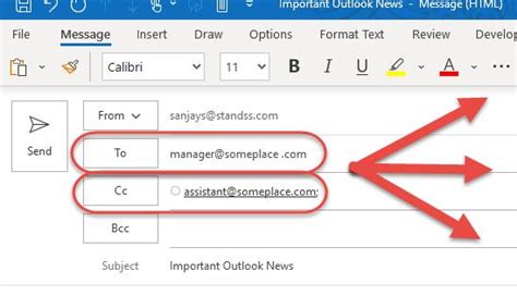 Outlook How To Mail Merge With To And Cc Or Bcc Fields In Outlook Ms