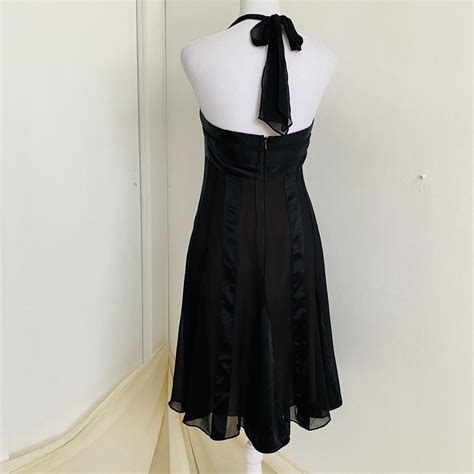 Beautiful Black Nude Silk Halter Dress By Depop