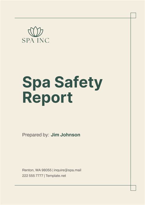 Free Spa Safety Report Template to Edit Online