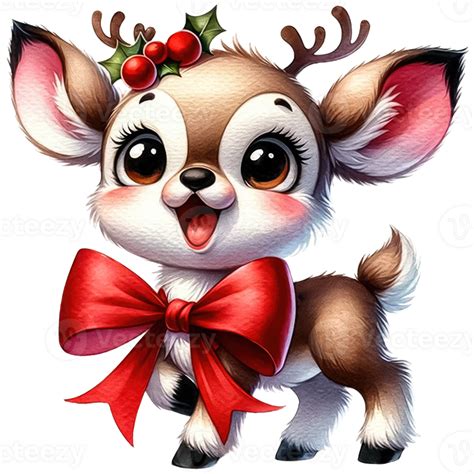 Watercolor Cute Illustration Of Christmas Reindeer 33569085 PNG