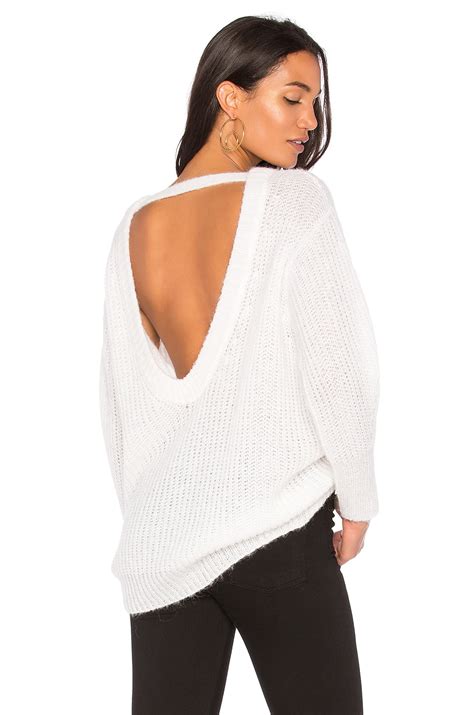 Nude Large Round Neck Open Back Sweater In Off White REVOLVE