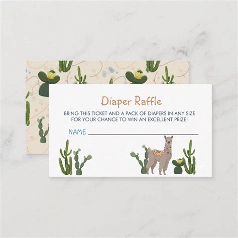 Fiesta Llama Cactus Diaper Raffle Enclosure Card Zazzle Diaper