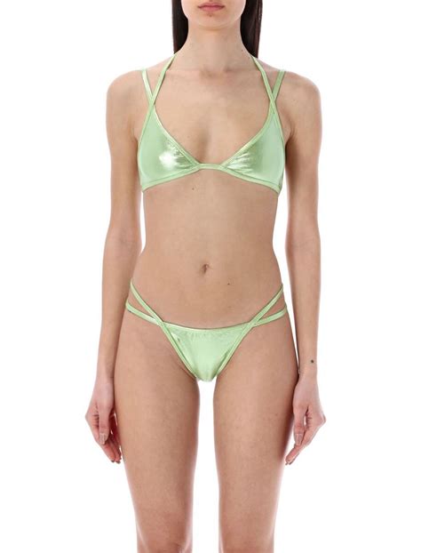 Buy Attico Glossy Lycra Bikini Mint At Off Editorialist