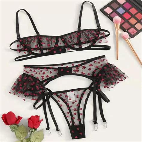 Sexy Lingerie See Through Mesh Women Sexy Mesh Transparent Lingerie Set Gorgeous Black S 45 55