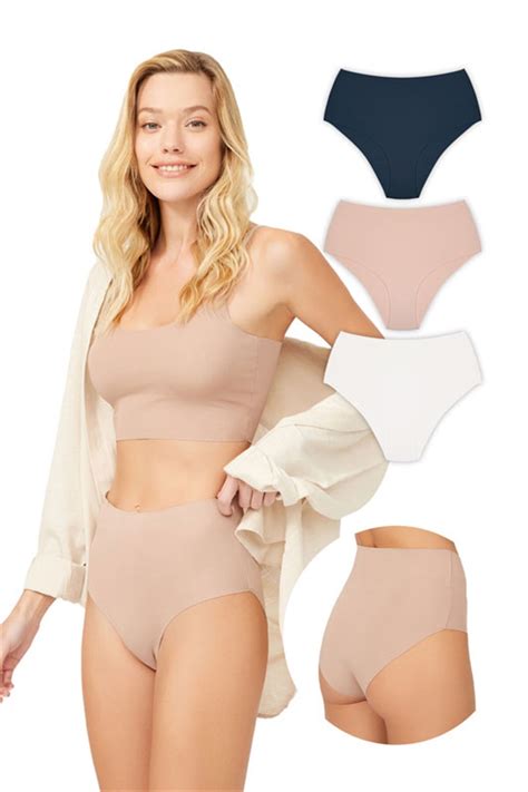 Cottonhill Yüksek Bel Basic Lazer Kesim Bikini Külot 3 lü Paket 2 Fiyatı Yorumları Trendyol