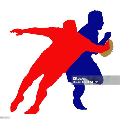 Rugby Runner Tackled Isolation Stock Illustration Download Image Now