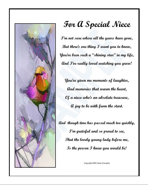 For A Special Niece Niece Poem Niece T Nieces Birthday Etsy