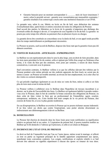 Contrat De Bail Residence Principale Belgique DOC PDF Page 7