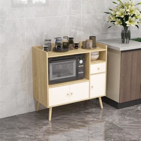 Homcom Meuble De Rangement Buffet De Cuisine Pour Micro Ondes Avec