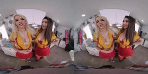 VRConk Alyx Star And Kenna James As Hot Waitresses Broke Girls Ffm Threesome Cosplay Sex VR