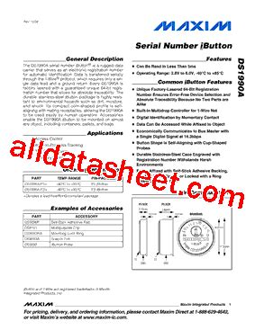 DS1990A-F5+ Datasheet(PDF) - Maxim Integrated Products