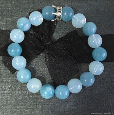 БРАСЛЕТ АКВАМАРИН и ЛУННЫЙ КАМЕНЬ в интернет-магазине Ярмарка Мастеров ...