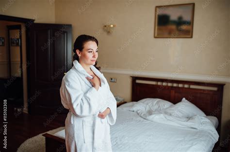 Beautiful Brunette Girl In A Hotel Room Stock Photo Adobe Stock