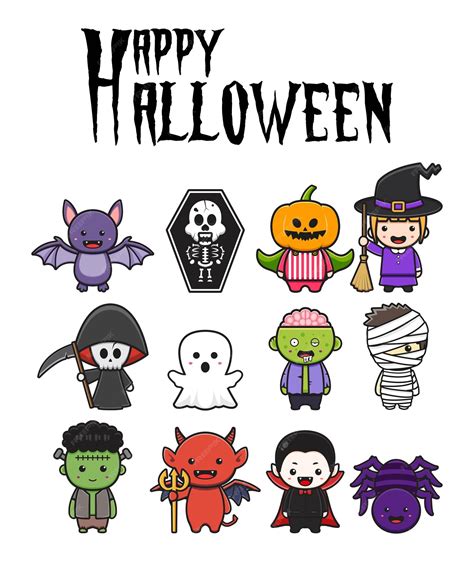 Premium Vector Set Collection Of Cute Halloween Character Celebration
