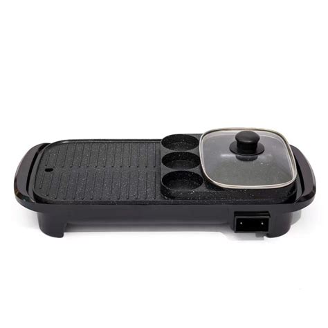 Multi Function Non Stick Fry Pan With Hot Pot Outdoor Smokeless BBQ Electric Barbecue Grill