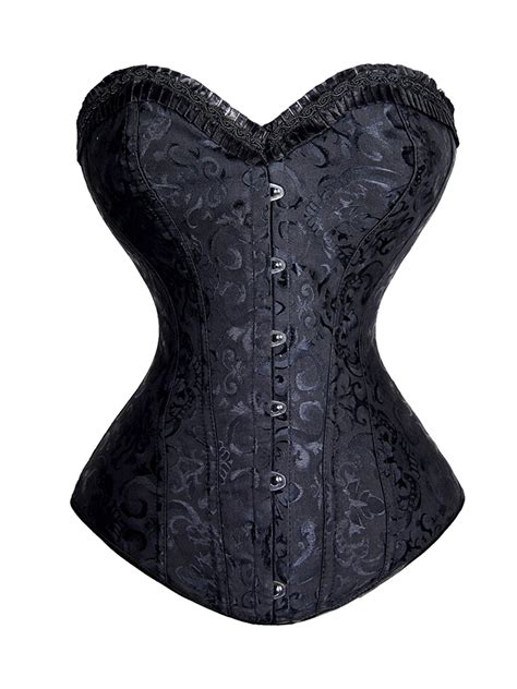 Women S Bustier Corset Top Sexy Lingerie Sets Black Jacquard Waist Cincher Overbust Shapewear