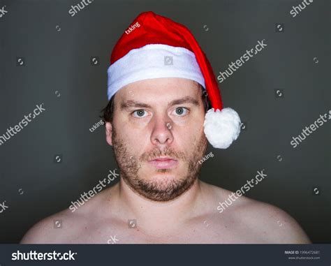 Naked Santa Standing Against Black Background Stock Photo Shutterstock