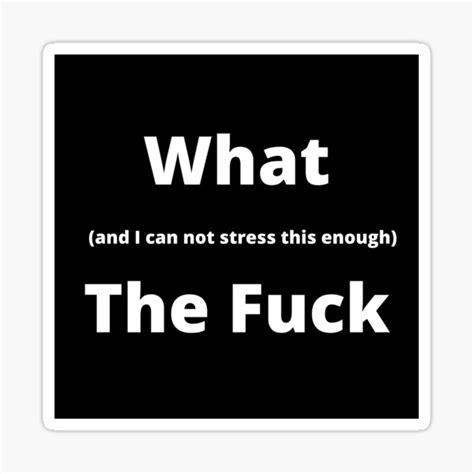 What And I Can Not Stress This Enough The Fuck Sticker By