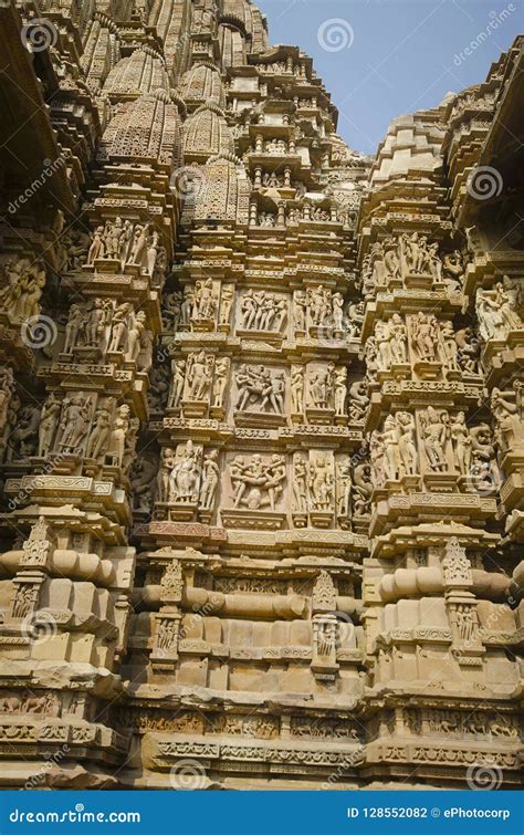 Sculptures Of Kandariya Mahadeva Temple, Khajuraho, India Royalty-Free ...