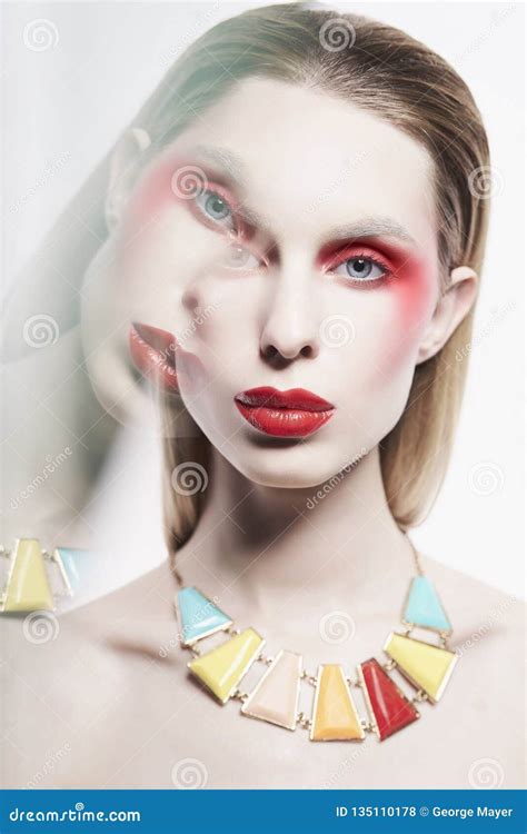 Nude Lady In Colorful Neacklace And Artistic Makeup Stock Photo Image Of Jewelry Illuminator