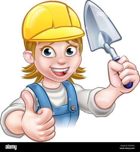 Bricklayer Holding Brick Trowel Stock Vector Images Alamy