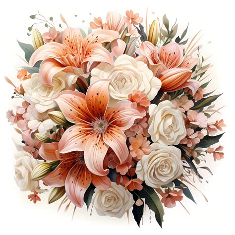 Gorgeous Bridal Bouquet Watercolor Clipart Floral Bridal Bouquet Set