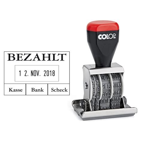 Colop Datumstempel Mit Textplatte Bezahlt Aufkleber Shop