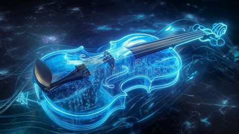 Neon Glowing Violin In A Futuristic Setting Stock Photo Image Of