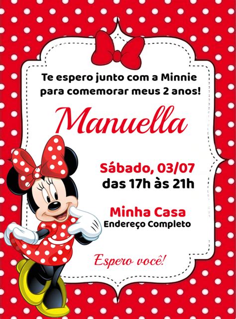 Gratis Invitaci N Digital Para Editar Minnie Roja