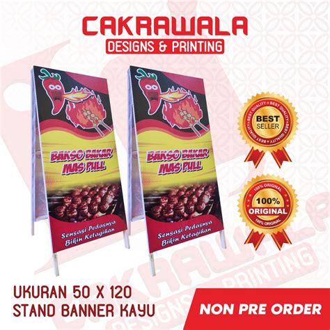 Jual STAND BANNER KAYU UKURAN 50 X 120 A SEGITIGA BANNER KAYU PROMOSI