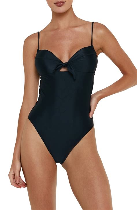 Vix Paula Hermanny Solid Knot One Piece Swimsuit Black Editorialist