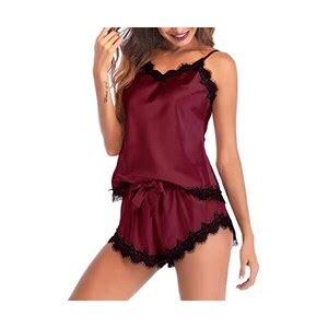 FRAUIT Set Pigiama Donna Pantaloncini Set Lingerie Sexy Babydoll In Pizzo Set Scollo A V Da