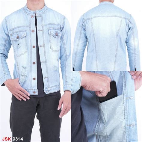 Jual Jaket Pria Denim Jeans Model Kerah Shanghai Fashion Gaul Di Lapak