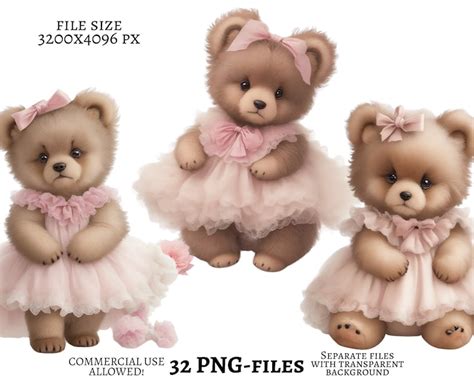 Shabby Chic Teddy Bears Clipart Png Files Commercial Use Transparent