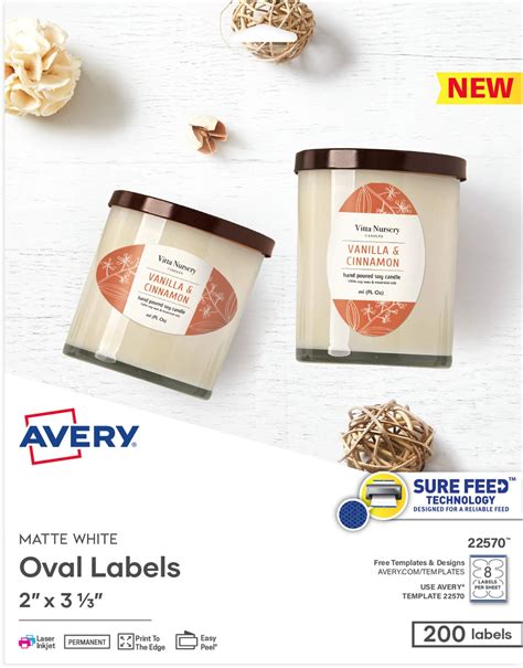 Avery Printable Blank Oval Labels 2 X 3 13 Glossy
