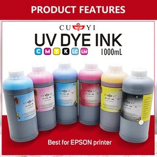 CUYI UV Dye Ink 1000ML For EPSON Printer 6 Colors Cyan Magenta