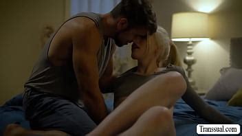 Blonde Trans Woman Lets Her Stepbro Close The Door And She Then Throats His Hard Big Cock