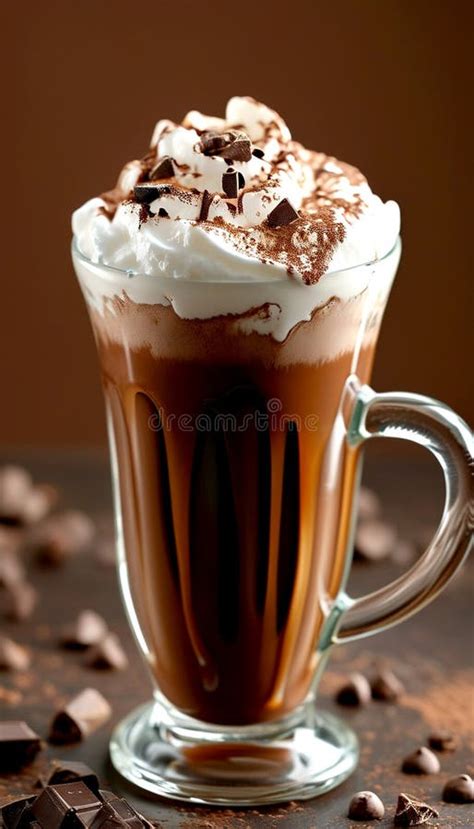 Indulging In A Decadent Cup Of Hot Chocolate Topped With Whipped Cream And Sprinkles Stock