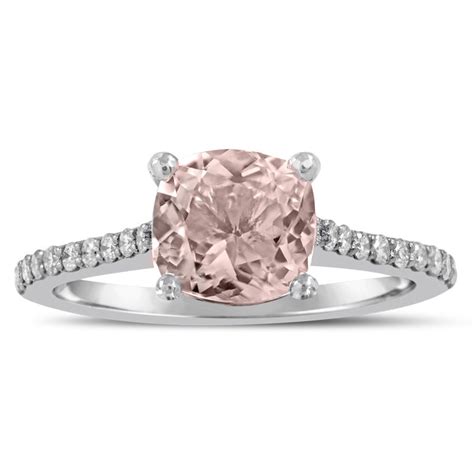 Cushion Cut Morganite Engagement Ring With Diamonds - Etsy