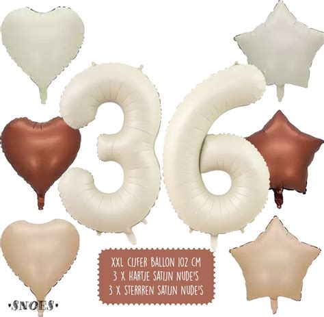 Jaar Cijfer Ballon Snoes Satijn Creme Nude Ballonnnen Heliumballon Bol