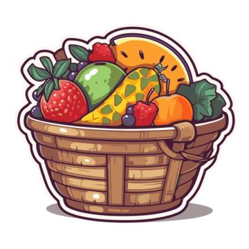 Fruit Basket Sticker For Doodle Design Clipart Vector Fruit Clipart