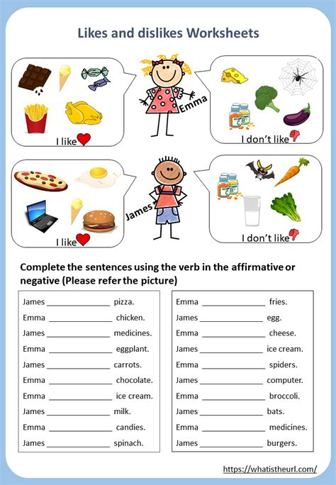 Likes And Disklikes Worksheet 2 Your Home Teacher