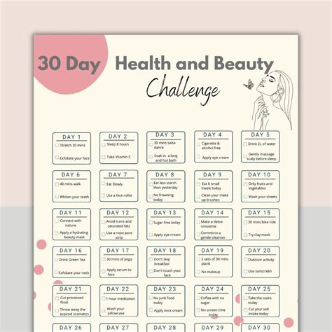 30 Day Health And Beauty Challenge Digital Download Beauty Planner Glow