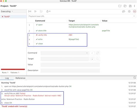 Selenium Ide Assert Verify Methods