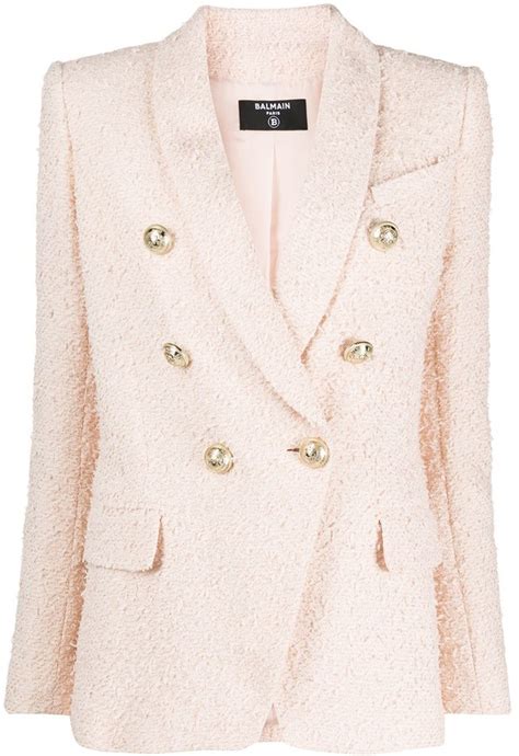 Balmain Textured Double Breasted Blazer Shopstyle