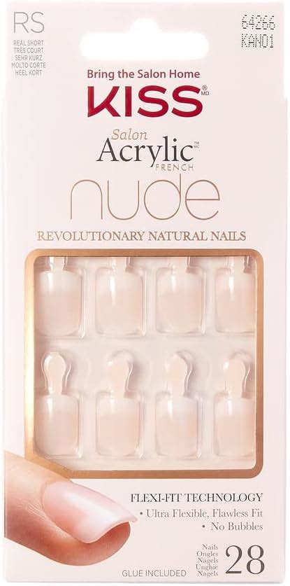 Kiss Products Acrylic Nude French Nails Single N1 64266 KAN01 Nude French Single 28 Count