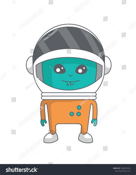 Cute Alien Space Suit Cartoon Character Stock Vector (Royalty Free