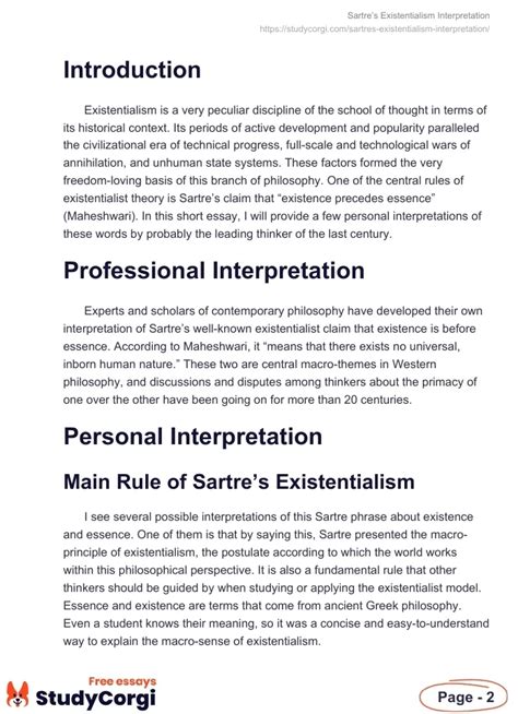 Sartre S Existentialism Interpretation Free Essay Example