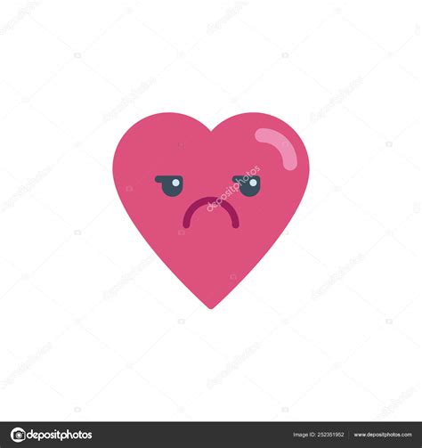 Sad heart face character emoji flat icon Stock Vector by ©avicons 252351952